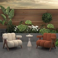 Silent Style Nordic Solid Wood Single Sofa Living Room Rest Area Leisure Chair Designer Matte Velvet