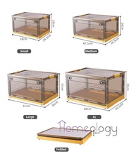 Stackable Foldable Storage Box Movable Plastic Drawer Stacking Stable Home with Trolley Wheels