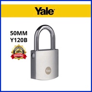 100% Yale Y120B Chrome Finish Brass Padlock | 50mm | Mangga Pintu