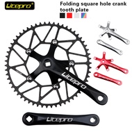 Litepro Crank Set 170mm Bicycle Crank＋Chainwheel BCD130mm 52/54/56T One-Piece Square Hole Crank Bike Chainring Folding Bike