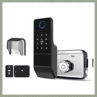 (QCJP) Waterproof Tuya Wifi Smart Door Lock Digital Password Double Fingerprint Electronic Rim Lock for Outdoor Iron Gate Door
