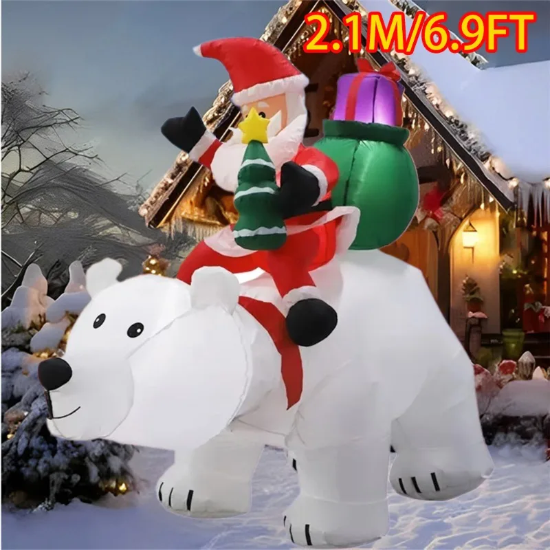 cod Inflatable Toy Santa Ride Polar Bear Shake Head Christmas Inflatable Model Luminous Christmas At
