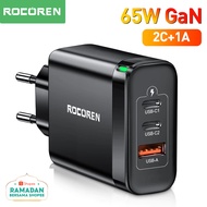 【Local Stock】Rocoren 65W GaN USB Type C Charger Quick Charge QC 4.0 PD 3.0 QC4.0 USBC Fast Charging USB Charger For iPhone 14 13 Pro MacBook Samsung Oppo Vivo
