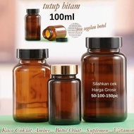 Pgready- Botol Kosong Obat Kapsul Botol Kapsul Vitamin Suplemen Botol Kaca100Ml