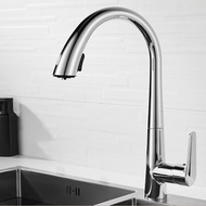 QUITE ก๊อกน้ำห้องครัวสีดำเครื่องผสมก๊อกน้ำแบบดึงออกได้ก้านเดี่ยวสำหรับอ่างล้างจานทำนํ้าเย็น