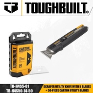 TOUGHBUILT TB-H4S50-14-50+TB-H4S5-01 Scraper Blade Set 50-Piece Blades with Scraper Utility Knife