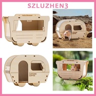 [Szluzhen3] Wooden Hamster Hideout Small Animal Cave Creativity Hamster Hideout Playing Tunnel Handcrafted House for Chinchilla Gerbils