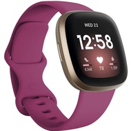 1 ชิ้น สายนาฬิกาซิลิโคนนุ่มสบายสีแดงสำหรับผู้หญิง ใช้ได้กับ Fitbit Versa 3, สายนาฬิกาที่ใช้ได้กับ Fi