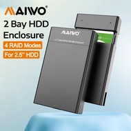 MAIWO Dual-bay 2.5 inch External HDD SSD Case 4 RAID Enclosure for 2.5'' Array Hard Drive Enclosure