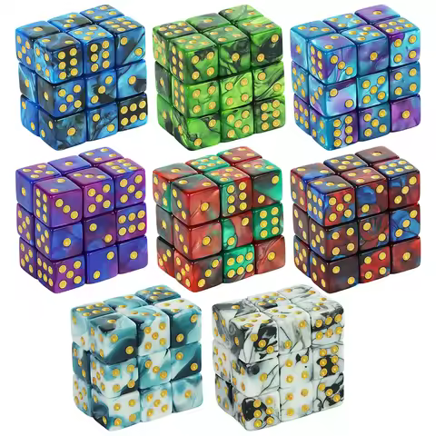 10pcs 12mm D6 Acrylic Dice Mini 6-sided Two-Color Square Corner Game Dice for Club Party DND RPG Boa