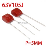 10PCS 63V105J 1UF Pitch 5MM 63V 105J 105 CBB Polypropylene Film Capacitor
