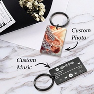 1pc Custom Music Song Keychain, Personalized Engraved Photo Keychain, Personalized Music Code Keyrin
