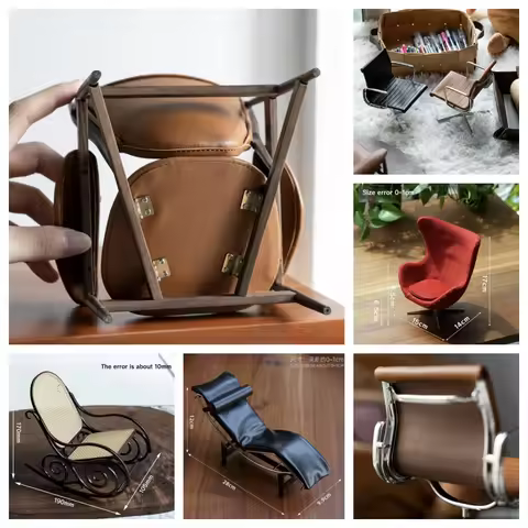 1:6 Scale Miniature Chair Collection for BJDs Barcelona Chair, Wassily, Zig Zag, Eames Lounge Replic