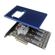 Quad PCIe NVMe M.2 SSD Adapter Card-PCI with Aluminum Housing Express 3.0 x8 Card Support 4X M.2 NGF