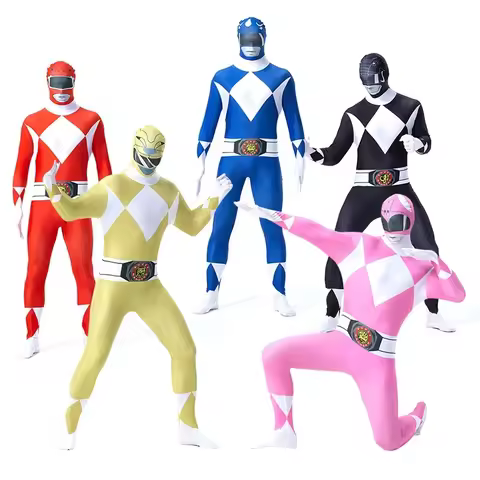 Kids Adults Kyoryu Sentai Zyuranger Zentai Suit Ranger Cosplay Costumes Red Blue Black Pink Yellow R