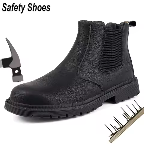2023 Safety Shoes Men Leather Boots Men Work Shoes Winter Boots Indestructible Safety Boots Shoes An