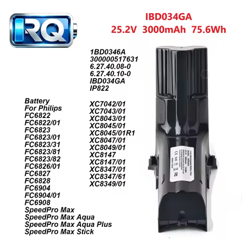25.2V IBD034GA 3000mAh Rechargeable Battery for Philips FC6822/6823/6827/6828/6904,XC70/XC80/XC81 IP