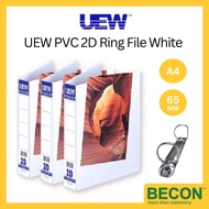 UEW PVC 2D Ring File White with Transparent Cover A4 65mm