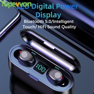 Topewon F9 Bluetooth Earphones 5.0 TWS Mini Wireless Headset Power Display Earphone Sport Earbuds charge box compatible Xiaomi