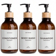 3pcs 16fl Oz/≈ 473 ML Reusable Shampoo And Conditioner Dispenser Bottle - A Set Of 3-Pump Shampoo, C