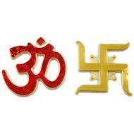 Aum OM Symbol / Swastic Symbol in Red & Gold Acrylic