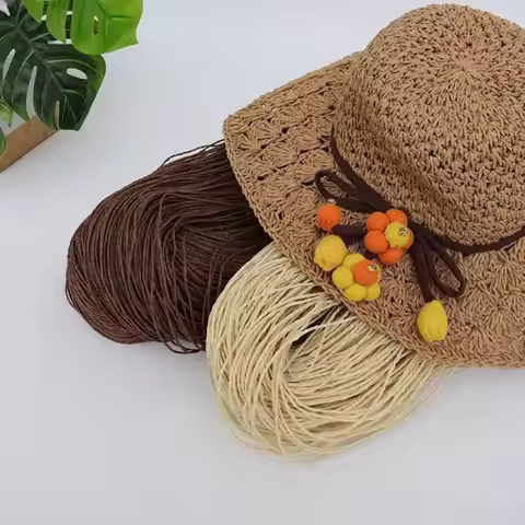 200g 2-ply Yarn Raffia Straw Yarn Natural Fiber Fluffy Texture Hand Knitting Yarn Solid Color Croche