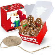 VGOODALL 14PCS Kotak Kuki Krismas Kecil, Kotak Bakeri Krismas 4"x 4"x 2.5" dengan Tingkap, Pembawa K