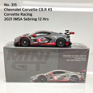 MiniGT No. 315-L Chevrolet Corvette C8.R 3 Racing 2021 IMSA Sebring 12 Hrs Mini GT