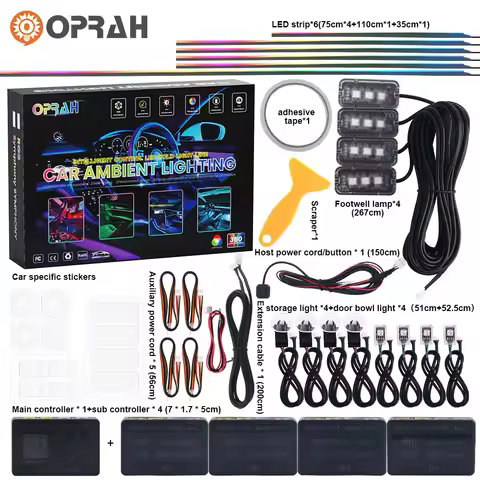 18 in 1 Symphony Car Atmosphere Light Interior Decoration Acrylic Strip Dual Zone LED Decorative Neo