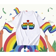 Fashion Printed T-Shirt Vintage Couple LGBT Pride Flag Means Gay
