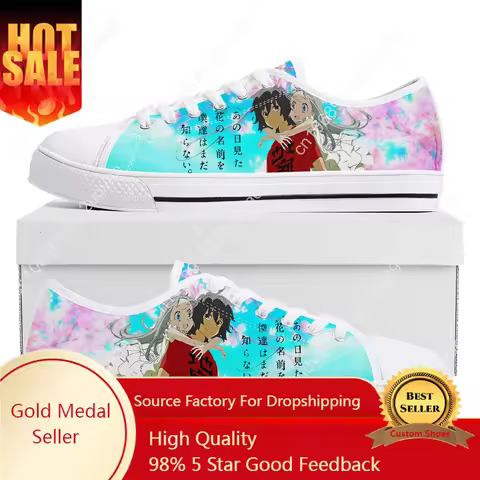 AnoHana The Flower We Saw That Day Low Top Sneakers Mens Womens Teenager High Quality Canvas Sneaker