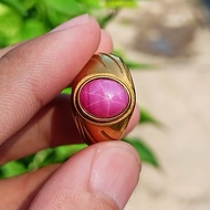 AMERICAN STAR PINK 6 STAR AGATE STONE RING