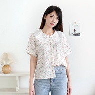 Nuboutique - Laine Top - Blouse Atasan Wanita Summer Bunga Kerah Collar Korea Style Baju Bangkok