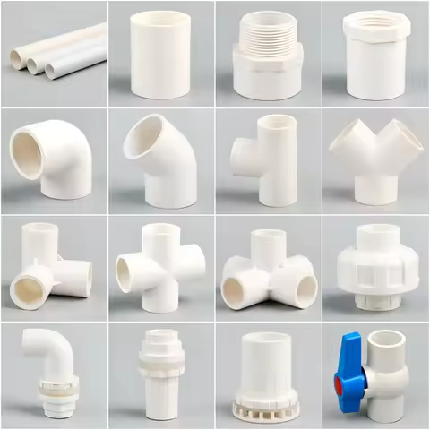 20~63mm White PVC Pipe Connectors Straight Elbow Tee Aquarium Water Supply 4 5 6 Ways Fittings Garde