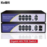 10 Ports POE Gigabit Switch 48V VLAN 10/100/1000Mbps 8 POE 1000M Port 2Up Port Network Switch for CCTV IP Camera Wireles