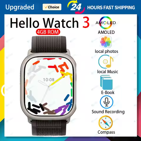 Hello Watch 3 Men Smart Watch Ultra AMOLED Screen Titanium Woman Smartwatch NFC Compass 4GB ROM For 
