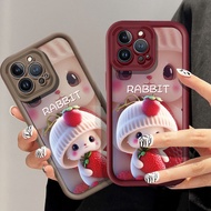 Cartoon Strawberry Round Hat Rabbit Case For OPPO C55 A79 C31 F7 C33 V23 Reno 2F 2Z 5 8 8T 10 PRO F9