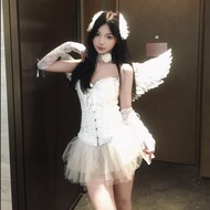 Pure Desire Angel Halloween Cosplay Dress up Party Props Black White Angel Feather Wings Set Female 
