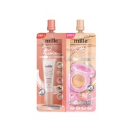 [ยกกล่อง] MILLE DUO PERFECT MATTE LONGWEAR CUSHION 4g. + MILLE SNAIL BRIGHT PRIMER 4g.