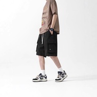 Retro Multi-Pocket Overalls Shorts Men Women Street Wear Ami Khaki Loose Straight Five-Point Pants C