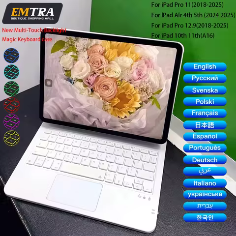 Magic Keyboard for iPad 11 10.9 12.9 13 inch Multi-Model Bluetooth Keyboard with Touchpad for iPad P