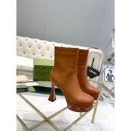 Chunky Platform Short Boots - Rivet Embellished Flare Heel | Fall Women's Ankle Boots