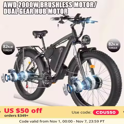 2000W Double Motor Powerful Electric Bicycle Smlro XDC600 Plus 48V 22.4Ah 35MPH 26inch Fatbike Elect