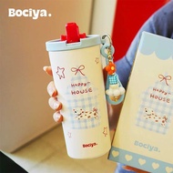 Water Cup Thermos Cup Girls Takeaway Portable Straw Cooler Cup/grge