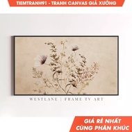 Tranh treo tường Frame TV Art Rustic Farmhouse Flower Painting Neutral TV242 tặng kèm đinh treo.