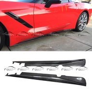 For Chevrolet Corvette C7 Side Skirts Extensions Lip Chins Carbon Fiber Fit 2014-up Stingray