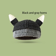 Fun Winter hat Ladies Male role Play anime Wool hat Creative Cute horn knitted hat pure handmade win