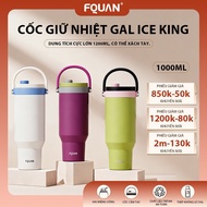 FQuan Thermos Bottle 1000ml Stainless Steel 316L Large Capacity, With Straw, Convenient Carrying Han
