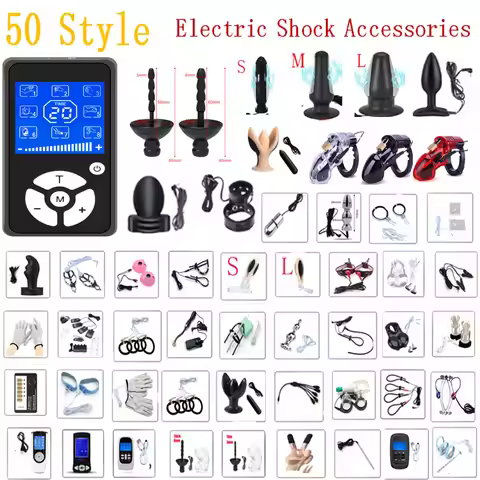 20 Modes Power Box,Taser Electric shock Anal Butt Plug Peni Ring Urethra Plug Nipple Clips Vaginas F