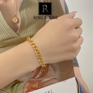 (Titan) N42-B25 Dây Chuyền Lắc Tay Nam Nữ Dây Xích Vàng Trơn Titan Không Đen Ring House